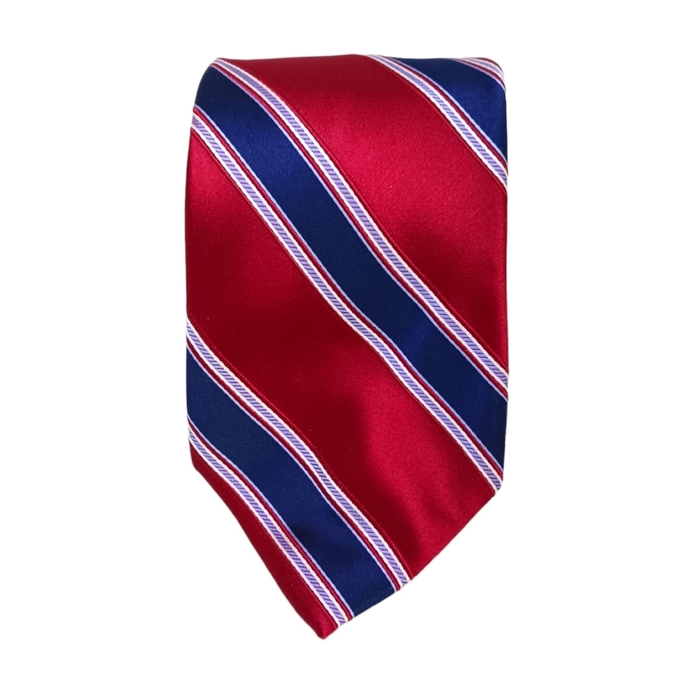 HSM 100% Silk Mens Tie Red White & Blue Patriotic Americana Veterans 58"